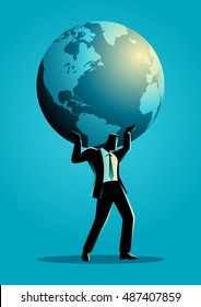 Businessman Carrying Globe On His Shoulder Stock Vector (royalty Free 