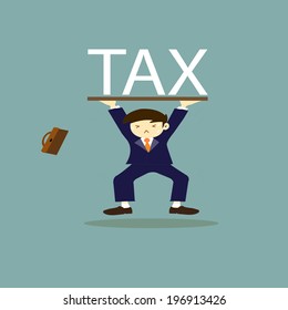 Businessman carrying heavy tax 
