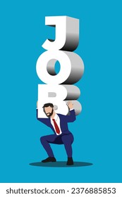 businessman carrying a heavy workload, flat vector businessman