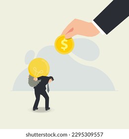 Businessman carrying idea light bulb exchanged for money design vector illustration