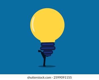 Businessman carrying a light bulb of knowledge