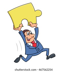 Businessman is carrying puzzle piece