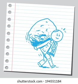 Businessman carrying a rock