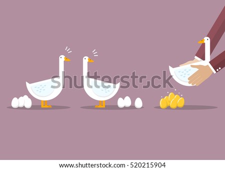 Businessman carrying special goose among ordinary goose. Business concept