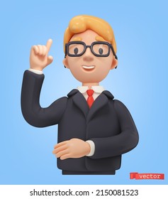 Businessman cartoon character 3d vector icon