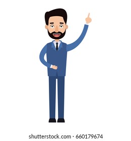 businessman cartoon character beard male with suit tie