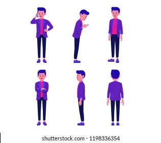 Businessman cartoon character collection for infographic and animation or other work.  people with many action in one set.