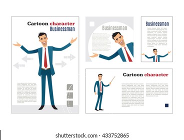 Businessman. cartoon character. design template, vector.