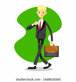 businessman cartoon character with fix the suit pose
