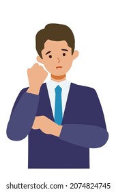 BusinessMan Cartoon Character. People Face Profiles Avatars And Icons. Close Up Image Of Confused Man. Vector Flat Illustration.