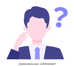 BusinessMan cartoon character. People face profiles avatars and icons. Close up image of asking man. Vector flat illustration.