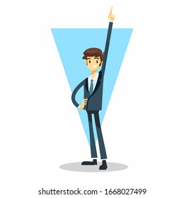 businessman cartoon character with point finger to the top pose