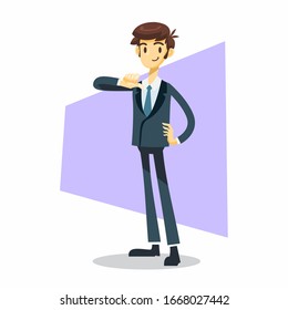 businessman cartoon character with proud pose