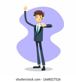 businessman cartoon character with proud pose