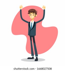 businessman cartoon character with proud and strong pose