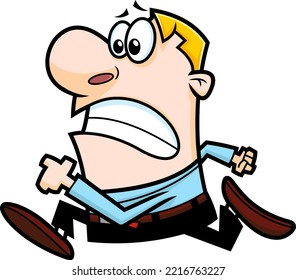 Businessman Cartoon Character Running Late for Work. Vector Hand Drawn Illustration Isolated On Transparent Background