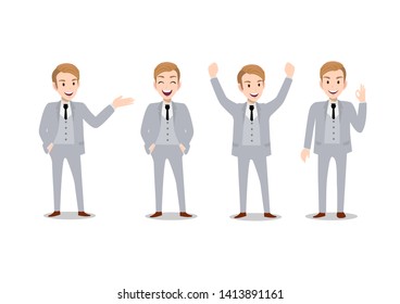 Business Man Different Poses Vector Character Stock Vector (Royalty ...