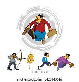 Juego de personajes de dibujos animados de hombres de negocios, vector