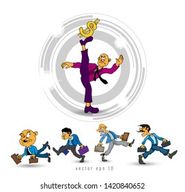 Juego de personajes de dibujos animados de hombres de negocios, vector
