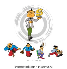 Businessman cartoon character set, vector