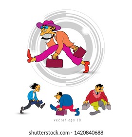 Businessman cartoon character set, vector