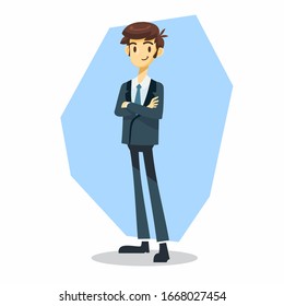 businessman cartoon character with stand pose