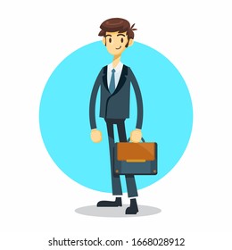 businessman cartoon character with stand pose