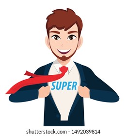 Businessman cartoon character with super manager or superhero Vector illustration