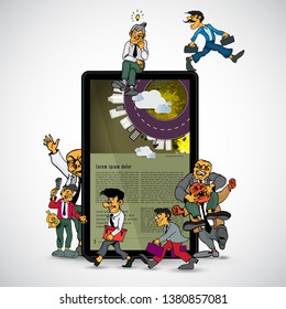 Businessman cartoon character working collection, vector