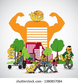 Businessman cartoon character working collection, vector