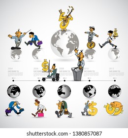 Businessman cartoon character working collection, vector