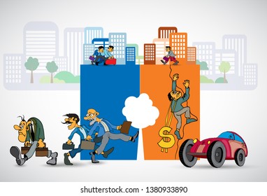 Businessman cartoon character working collection, vector