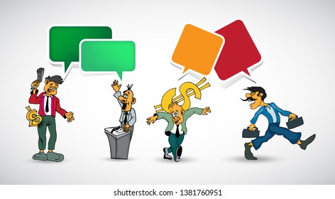 Businessman cartoon character working collection, vector