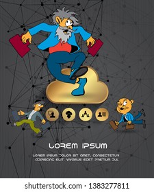 Businessman cartoon character working collection, vector