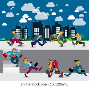 Businessman cartoon character working collection, vector