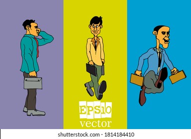 Businessman cartoon character working collection, vector