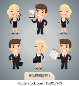 Businessman Cartoon Characters Set1.1 In the EPS file, each element is grouped separately.