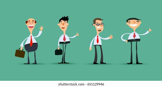 Businessman cartoon characters. Vector image.
