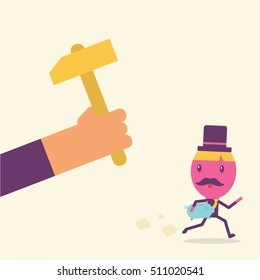 Businessman cartoon concept vector, flat style

