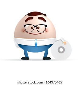 businessman cartoon  with an empty cd