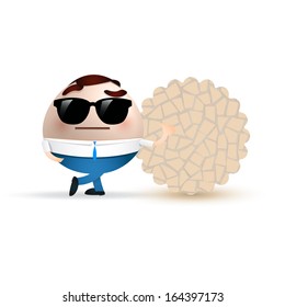 businessman cartoon with empty tag 