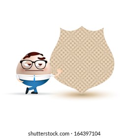 businessman cartoon with empty tag background