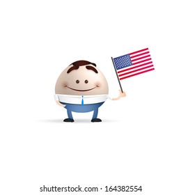 businessman cartoon holding a country flag. USA concept