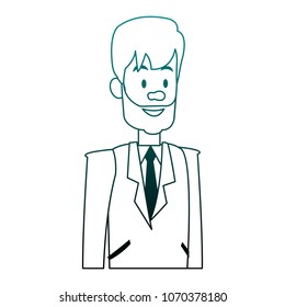 Businessman cartoon isolated on blue lines
