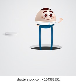 Businessman Cartoon With Long Legs In A Hole