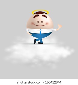 businessman cartoon on a cloud. angel concept