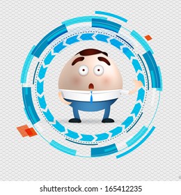 businessman cartoon on digital abstract background