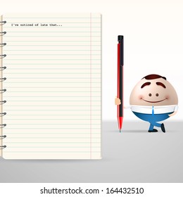 businessman cartoon on notebook background