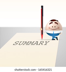 businessman cartoon on paper sheet. summary concept