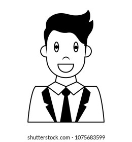 Businessman Cartoon Profile On Black White Stock Vector (Royalty Free ...